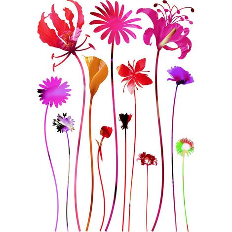 Sticker Fleurs multicolores - 1 planche 42,5 x 65 cm