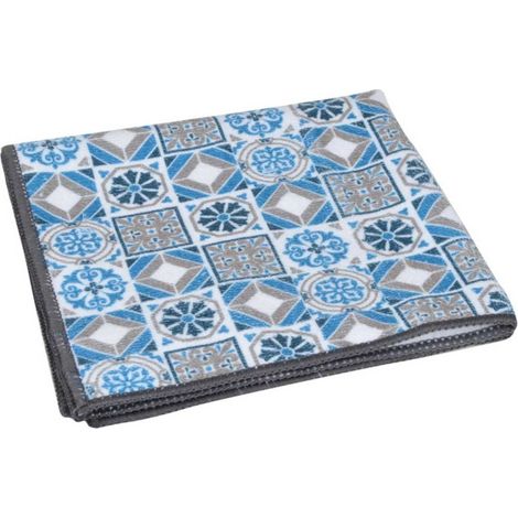 Torchon "Carreaux de Ciment" 40x40cm Bleu & Gris (1/3)