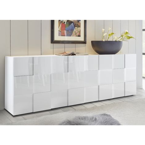 Buffet bas design laqué blanc 4 portes 240cm MADO (1/5)