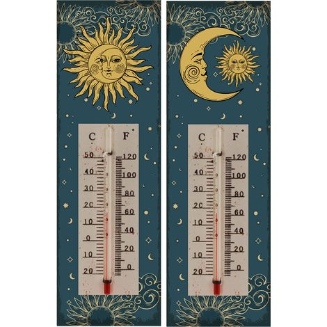Signes Grimalt Thermometer 2U Holzplatten  Rechteckiges blaues Thermometer – 25 x 8 x 1 cm