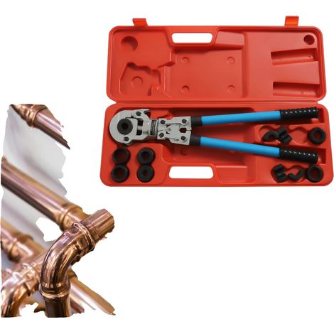 Pinza crimpatrice per tubi, corsa di 45 mm, forza di serraggio di 6 tonnellate, angolo di rotazione di 360°, acciaio al carbonio di alta qualità, impugnatura ergonomica. (1/5)