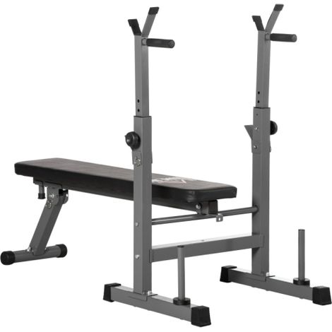 Adjustable Weight Bench, Foldable Bench, with Barbell Rack,Incline/Decline, Grey
