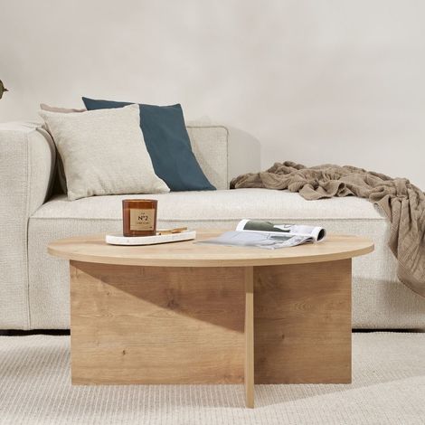 Runder Couchtisch Eiche Melamin - 90x90x40 cm - Dakota