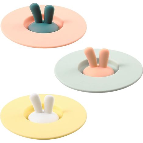 Couvercles de tasse en silicone de qualité alimentaire, couvercles anti-poussière en forme de lapin, couvercles de tasse résistants à la chaleur, couvercles de tasse hermétiques et réutilisables pour (1/5)