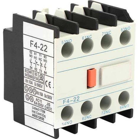 Lntyq Contacts Auxiliaires Bloc Fit CJX2 AC Contactor, 2 NO 2 NC LADN22 AC Contactor Schakelaar F4-22 Modèle