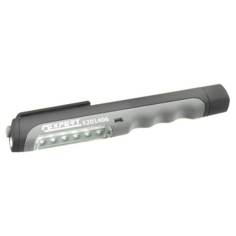 Lampe torche rechargeable USB 6+1 LEDs – 45 lumens – Autonomie 3h – Dimensions 18x33x170mm – E201406 (1/4)