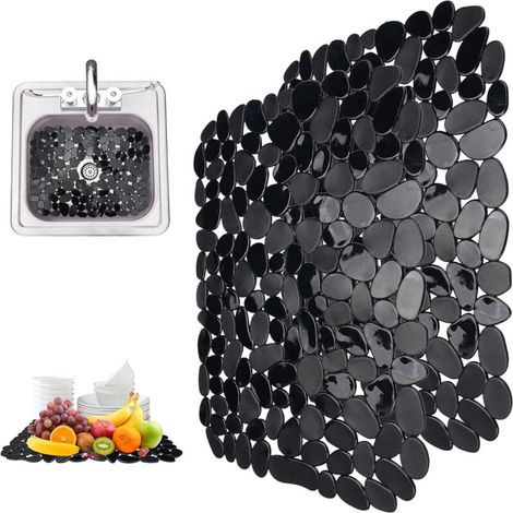 Lot de 2 tapis d'évier, en PVC, 40 x 30 cm, tapis d'évier, protection d'évier, tapis de protection, tapis d'évier de cuisine, découpable pour vaisselle, verrerie, légumes