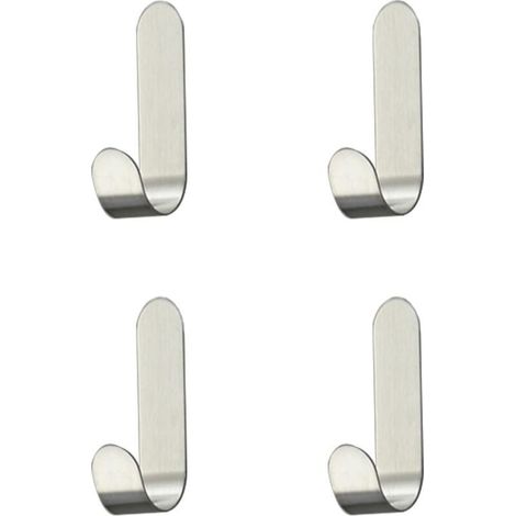 4 Pièces Crochet Adhésif en Acier Inoxydable，Crochets Auto-adhésif Crochet ，pour Serviette, clés, maison, cuisine, salle de bain, anti-rouille et (1/4)