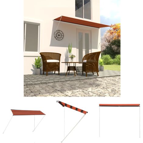 Fensterschatten - vidaXL Einziehbare Markise 350×150 cm Orange und Braun - Terrassenmarkise (1/5)