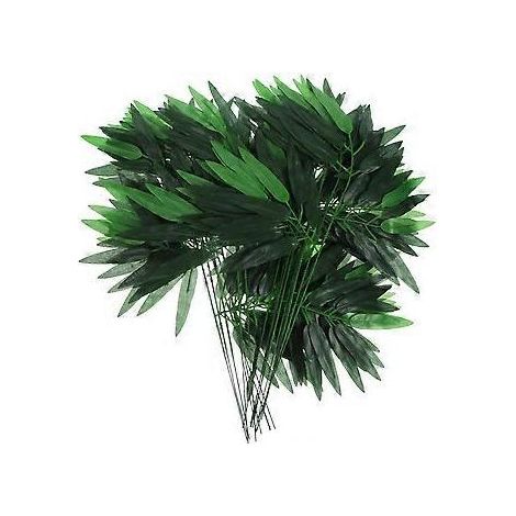 50 feuilles de bambou artificielles vertes, fausses plantes vertes, feuillage décoratif pour la maison, l'hôtel ou le bureau