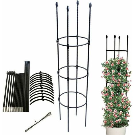 Obélisque de jardin, support de plantes grimpantes, cage à tomates stable, treillis de jardin, cage de culture de légumes, fleurs et fruits grimpants pour le jardin, balcon - hauteur de la plante 133c (1/5)