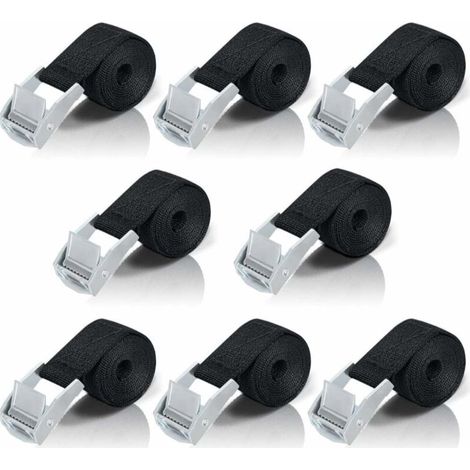 TONCHEAN Sangles d'arrimage 1M, 8 pièces sangles à cliquet avec attaches en alliage de zinc pour fixer moto/voiture/porte-vélo/bagages/téléphone portable fermeture éclair tendeur de plaque de carte de (1/5)