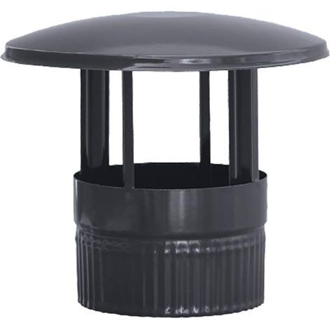 Cappello nero vetrificato 900°C-Ø150 mm-Rosone per condotti di stufe e caminetti