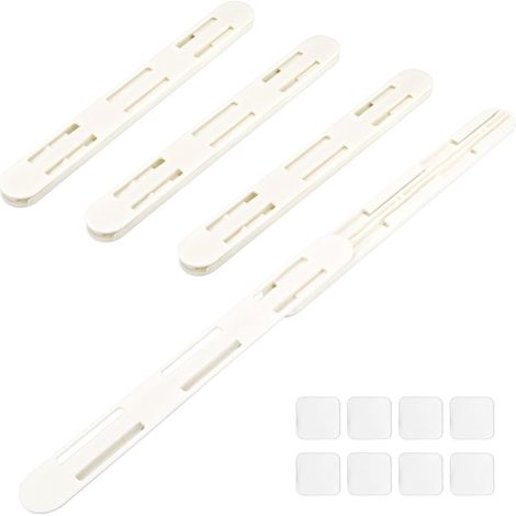Lot de 4 glissières adhésives coulissantes pour tiroir d'armoire, organisateur de poubelle, guides coulissants, sans perçage, montage inférieur pour étagère (1/5)