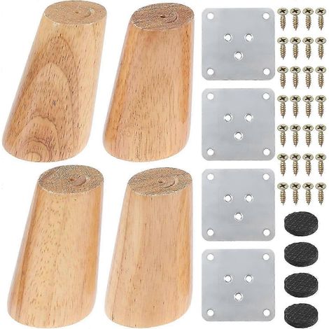 Pieds de meubles en bois Z6 8 cm, 4 pieds de canapé coniques en bois massif, pieds de meubles en bois, pieds de canapé/table inclinés. (1/5)