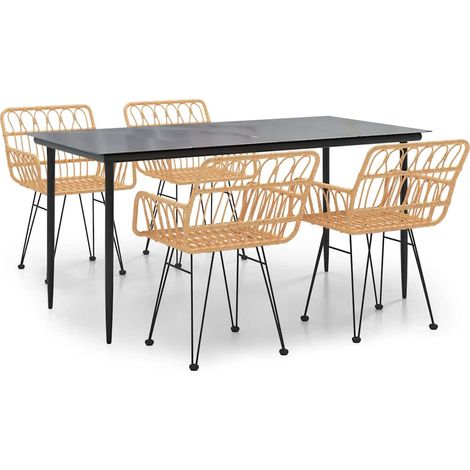 Maison Exclusive - 5-tlg. Garten-Essgruppe Poly Rattan (1/5)