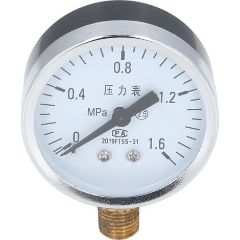 Manometer 1/4 NPT, transparentes Zifferblatt, Genauigkeitsklasse 2,5, Edelstahlgehäuse, für Luftdrücke von 0 bis 1,6 MPa (1/5)