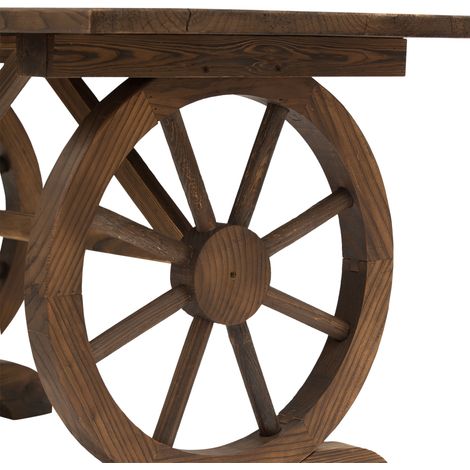 Table de jardin campagnarde sur roues, 110x60x65 cm, en pin traité anti-intempéries. (1/5)