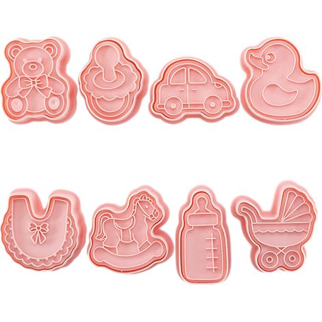 8 moules à biscuits Divers accessoire de portail, motifs bébés en relief, PP alimentaire, pour gâteaux d'anniversaire et décoration sucrée (1/5)