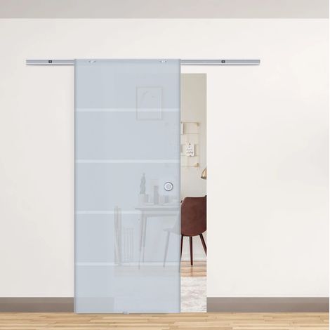 Porta scorrevole in vetro 90x0,8x205 cm trasparente, facile da montare, FloraGrace (1/5)