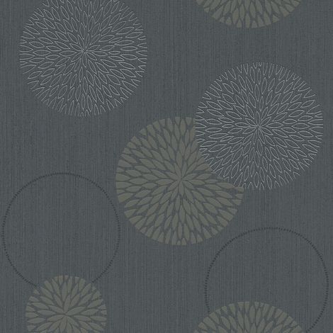 Carta da parati grafica Profhome 937911 Carta da parati TNT leggermente strutturata con motivo grafico opaca grigio nero 5,33 m2