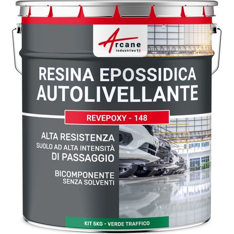 Resina epossidica autolivellante per pavimenti, garage - REVEPOXY - 148 - 5 kg Verde segnaletica - RAL 6024 - ARCANE INDUSTRIES