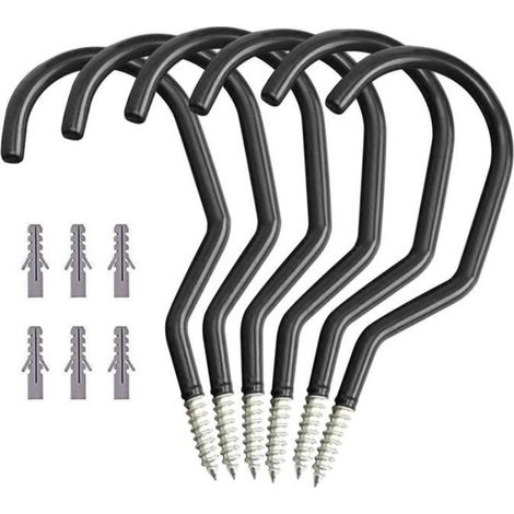 Support mural pour vélo - Non spécifié - 6 Pcs - Acier galvanisé - PVC - Noir