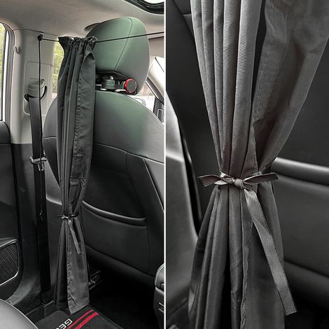 Convient pour les rideaux pare-soleil de voiture - Intimité, voyage, sieste nocturne, camping en voiture, rideau simple amovible (noir) (1/4)