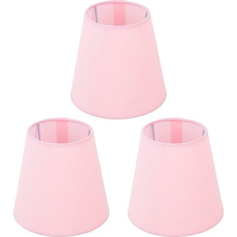 Lot 3 abat-jour tissu – 5.1x5.5x3.5 – pour lampe bougie E14 / table / lampadaire chevet – rose clair (1/5)