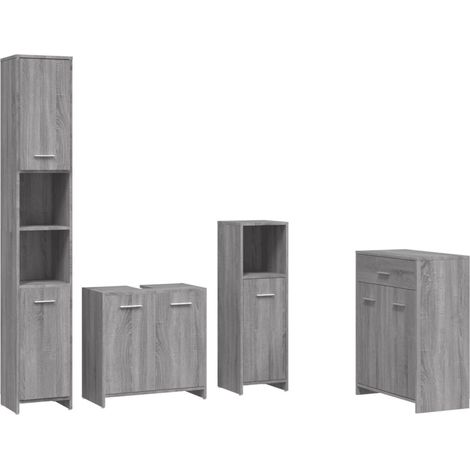 Set de muebles de baño 4 pzas madera contrachapada gris sonoma vidaXL (1/5)