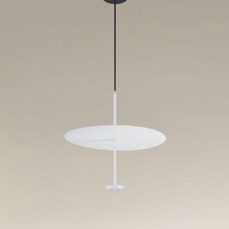 TrAdE Shop Traesio - Lampadario A Sospensione Luce 6500k Led 18w Disco Paralume Piatto Bianco Rotondo 33160 - (1/4)