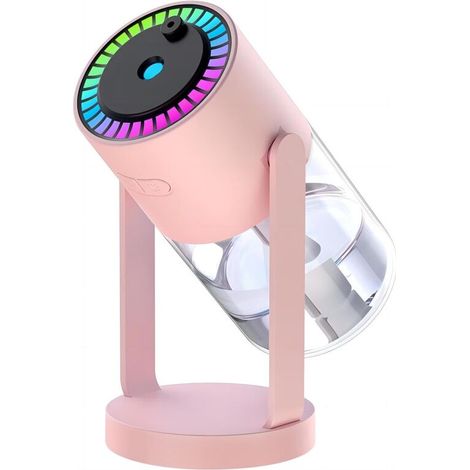 Humidificador alimentado por USB con temporizador de proyección de cielo estrellado (6-8 horas), apagado automático e iluminación de colores, ideal para dormitorio, automóvil y oficina (rosa). (1/4)