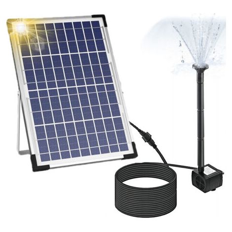 Pompe de Fontaine Solaire 9V/10W 300L/h, Pompe à Eau Solaire, avec Grand Panneau Solaire et 3 Buses, Circulation de l'Eau de l'Oxygène, pour Bain d'Oiseaux/Aquarium/Etang/Jardin