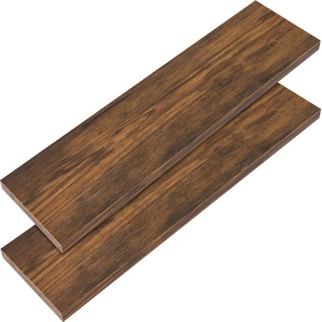 CASARIA® Floating Shelves Including Bracket  Wall Shelving Living Room Kitchen Bedroom Office  38mm Thick  Hidden Wall Fixing  15kg Capacity MDF  Set of 2 Dark Oak, 90cm (de) (1/5)