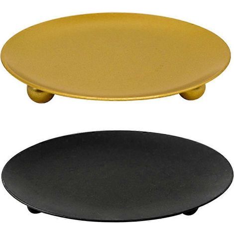 Lot de 2 plateaux à bougies en fer pour décoration de table, présentoir à bougies pour mariage-10x10cm (1/4)