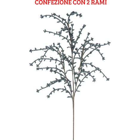 2 RAMI DECORATIVI CON BACCHE GRIGIE 74 CM DECORAZIONI NATALE