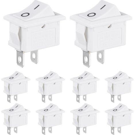 Mini Interrupteur à Bascule 3A 250VAC 6A 125VAC 10x15MM 2 Broches 2 Positions ON/OFF Commutateur SPST pour Bateau Auto Appareils Ménagers (10 Pièces Blanc) (1/5)