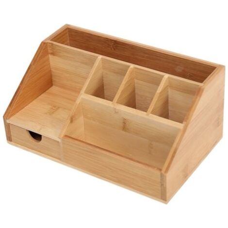 AHLSEN Organiseur de Bureau en Bois/Bambou - Porte-Stylo et Boîte à Crayons pour l'École, la Maison et le Bureau (1/5)