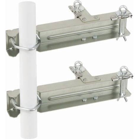 Fixation double - ERARD - Extra-forte - Acier - Zingué Galvanisé - Pour mâts Ø 30 à 50