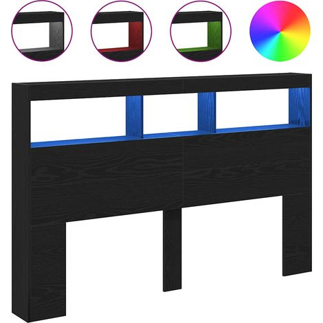Maison Exclusive - Cabecero de cama con LED roble negro 160x17x10