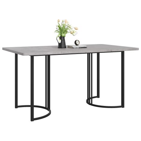 Table 140x80 effet marbre grise avec pieds métal réglables