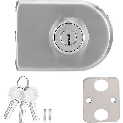 Ortviai Verrou simple pour porte vitrée en fer inoxydable YG‑1014 à bouton et poussoir