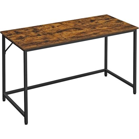 Bureau table poste de travail 140 cm pour bureau salon chambre assemblage simple métal style industriel marron rustique et noir (1/3)