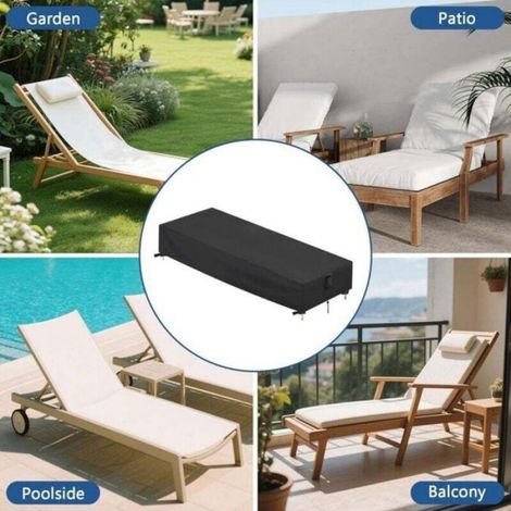 Housse Pour Transat - Tissu Oxford 420D Impermeable Anti UV - Pour Chaise Longue Bain De Soleil Jardin Extérieur - 200x70x30 cm - 2 Pièces (1/4)