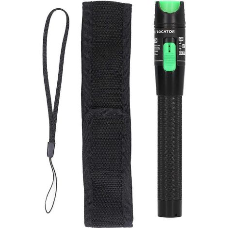 Stylo localisateur de défauts à fibre optique noir avec poignée antidérapante et lumière rouge ergonomique.