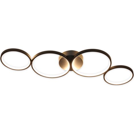 GBLY LED Deckenlampe Warmweiß Deckenleuchte: 4 Flammig 3000k Modern Wohnzimmerlampe Rund Ring 37W Schwarz Schlafzimmerlampe 89cm Design Bürolampe für Schlafzimmer Wohnzimmer Flur Büro Küche