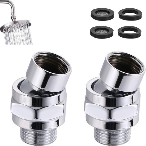 2 Pièces Douche Adaptateur Pivotant RéGlable, Rotule Pommeau de Douche, Rotule Pivotante en Laiton Réglable, Universelle G1/2 Chrome (1/3)