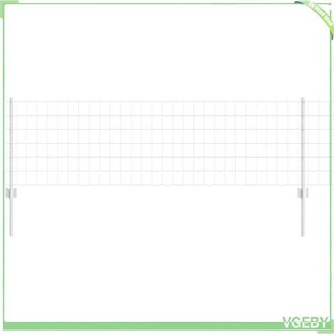 Clôture en acier argentée 60 cm x 10 m avec 5 poteaux et kit fixation – rouleau de clôture extérieur (1/5)