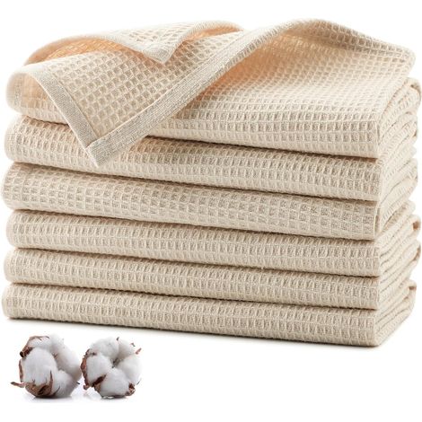 Lot de 6 Torchons de Cuisine 100% Coton, Torchon Vaisselle 35x35cm (1/5)