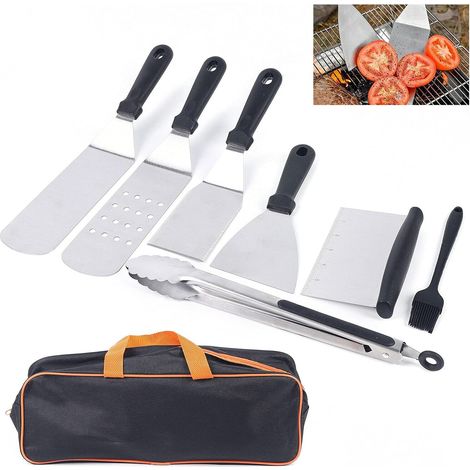 10-teiliges BBQ Teppanyaki Grillspachtel Edelstahl Grill Plancha Zubehör Set